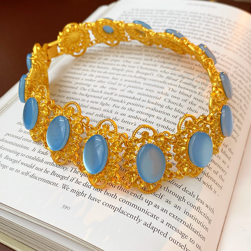 Vintage Gold Plated Floral Heart Chain Necklace 6W6JNC904