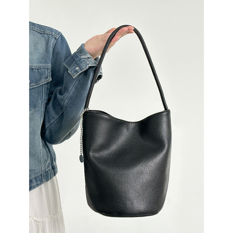 Trendy Solid Color Commuter Bucket Shoulder Bag 6W10BBG2017