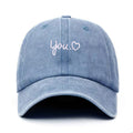 Vintage Washed Letter Heart Embroidery Baseball Cap MK2BW6W6HAT89