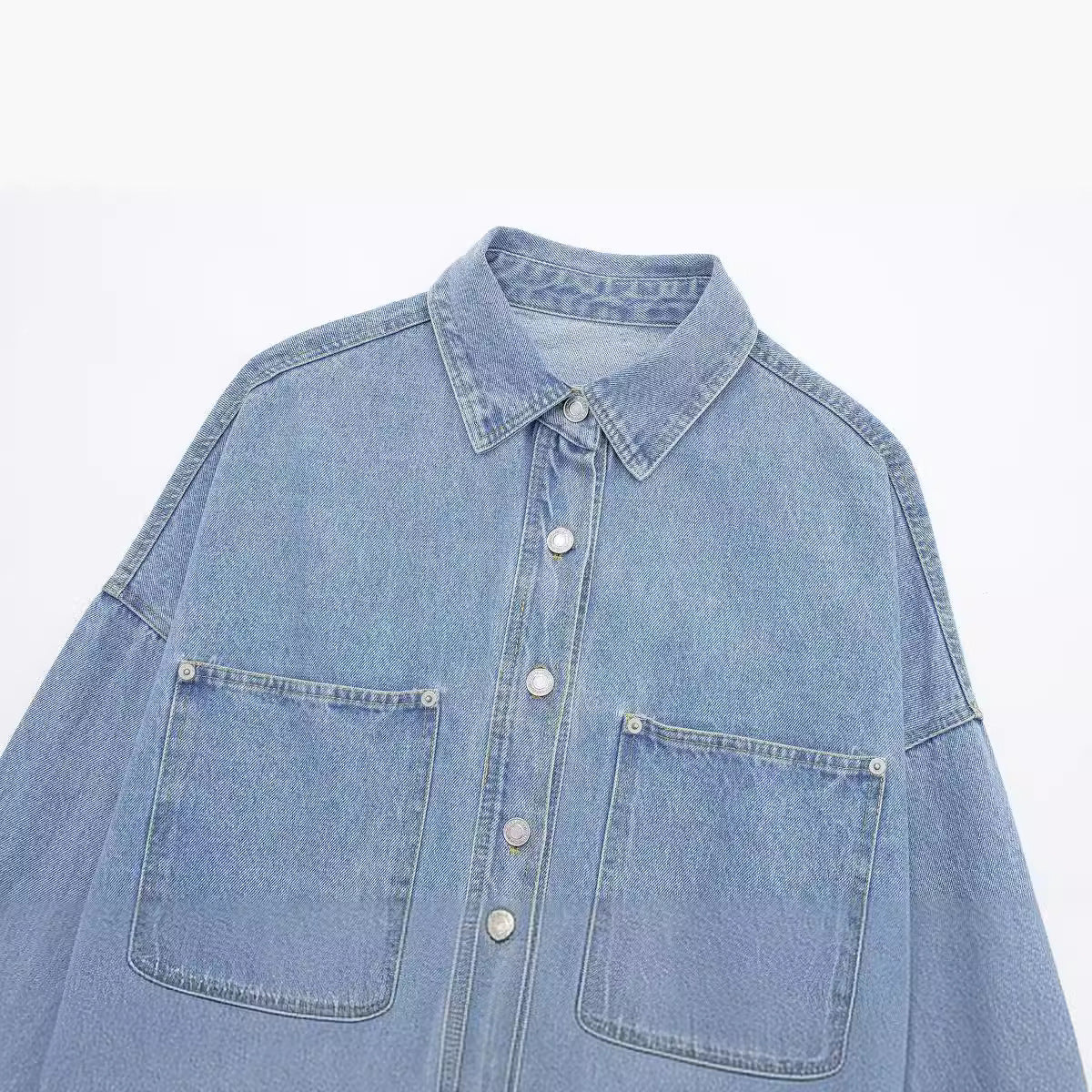 Trendy Denim Polo Shirt - DippedShop Wholesale - #8691