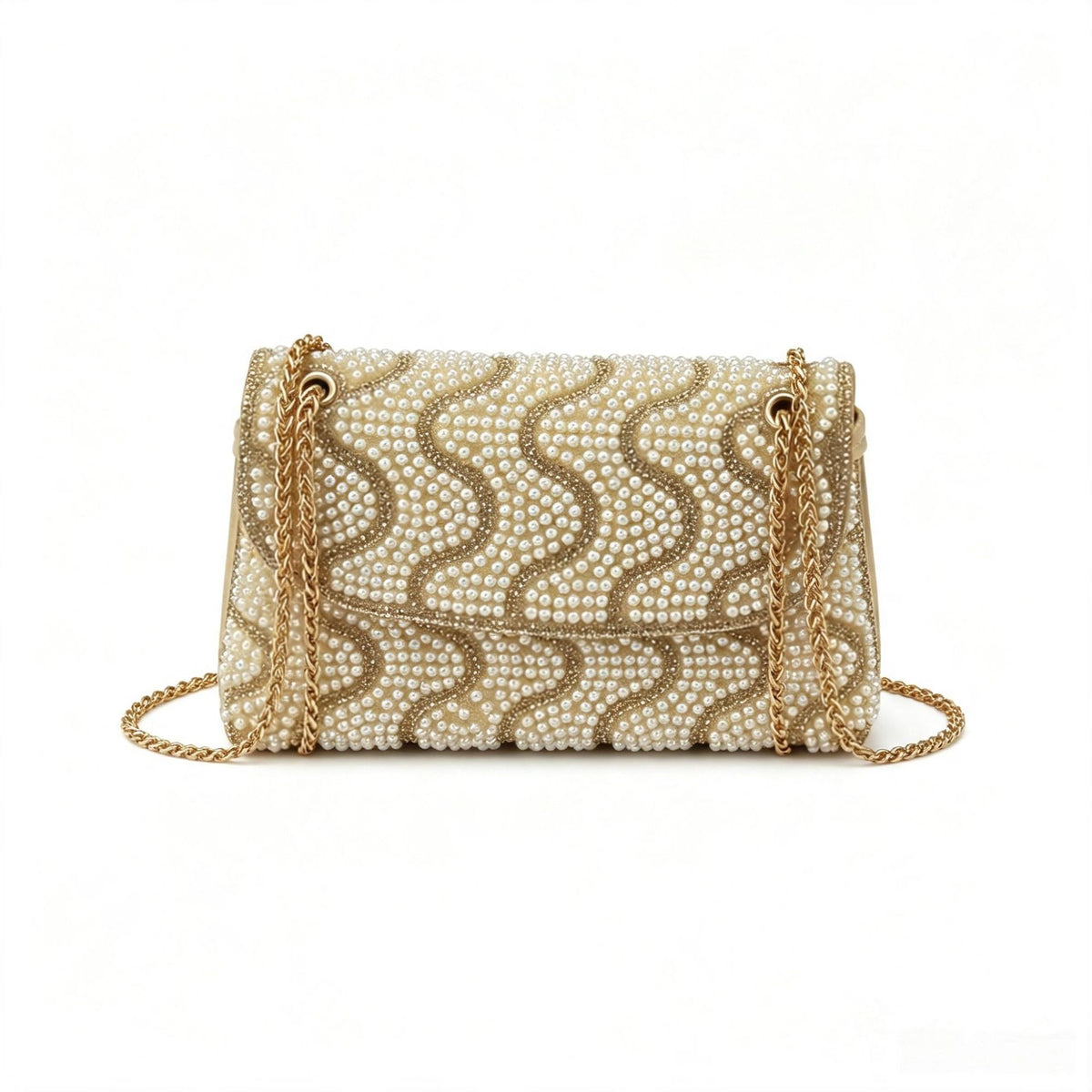 Simple Pearl Metal Chain Strap Evening Shoulder Bag 6W10BBG1975