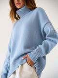 High Collar Loose Sweater - DippedShop Wholesale - #6195