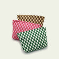 Large Plaid Knit Makeup Bag - DippedShop Wholesale - #9043