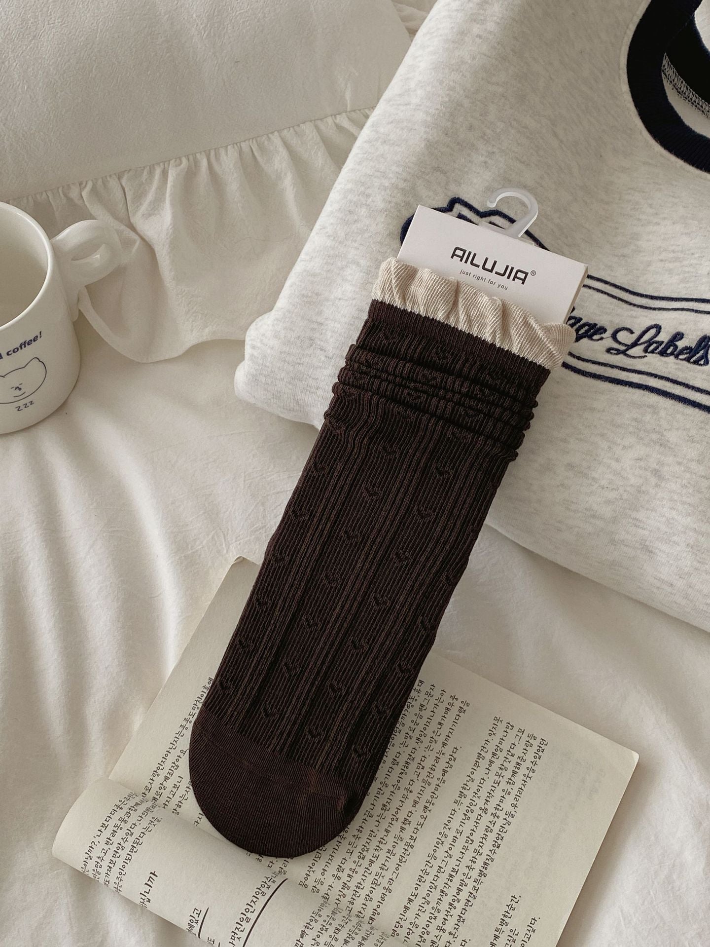 Simple Striped Polka Dot Crew Socks 6W8FSO696