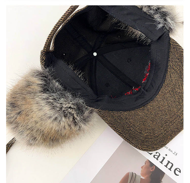 Winter Warm Letter Embroidery Faux Fur Baseball Cap 6W6HAT522