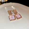 Fashion Transparent Rectangle Crystal Drop Earrings 6W6JER713