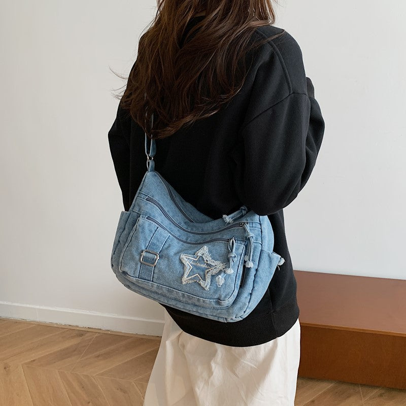 Casual Star Pattern Denim Versatile Shoulder Bag 6W10BBG1401