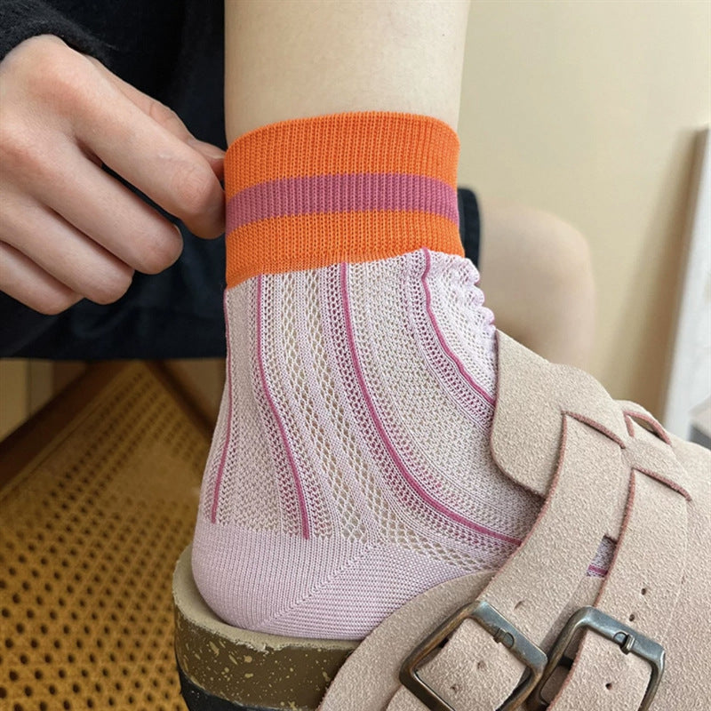 Striped Color Block Socks - DippedShop Wholesale - #4755