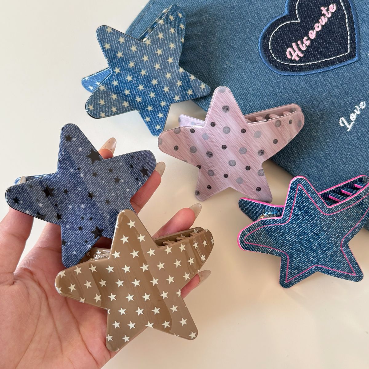 Cute Mini Star Shape Acetate Hair Claw Clip 6W6HCP1292