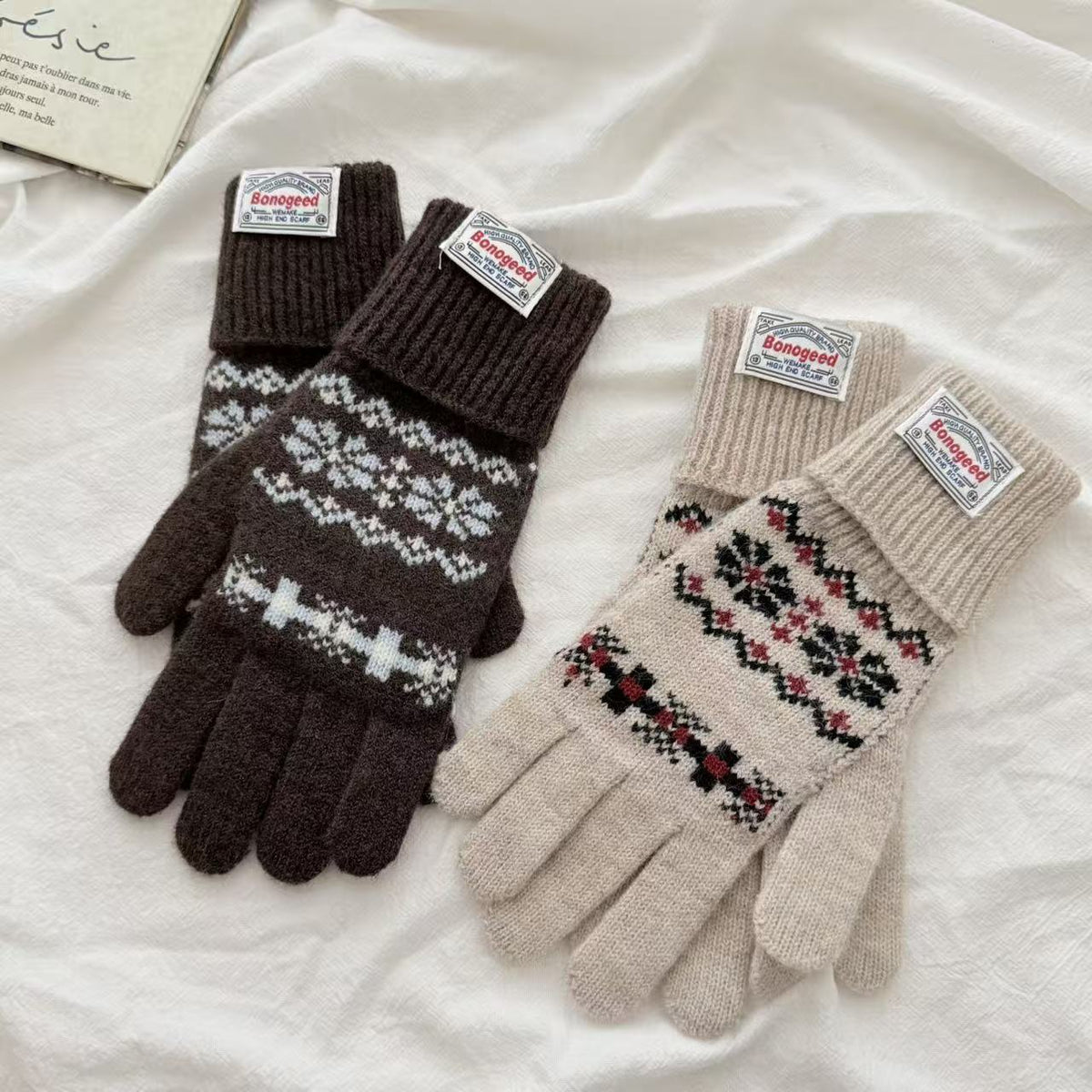 Vintage Christmas Snowflake Touchscreen Knit Gloves 6W6GLO106