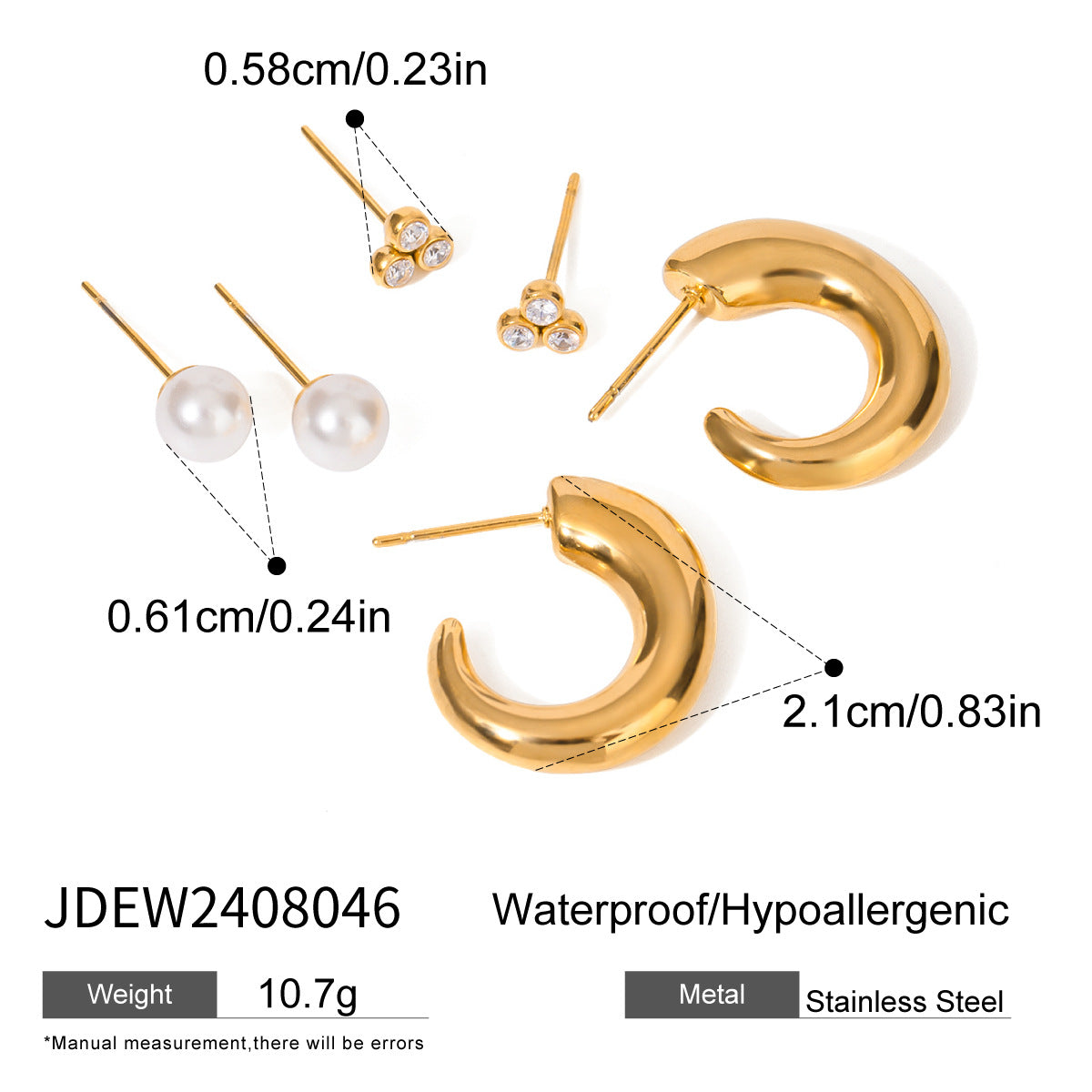 Gold Plated Rhinestone Hoops - DippedShop Wholesale - #3331