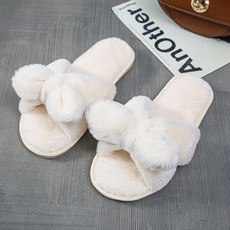 Plush Bow Knot Slippers - DippedShop Wholesale - #7347