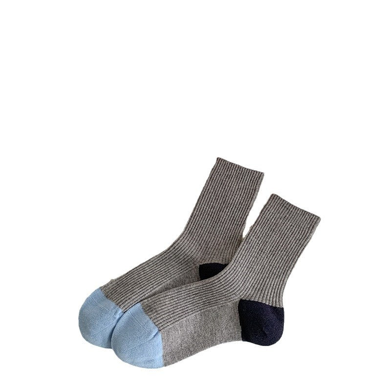 Minimalist Striped Color Block Knit Slouchy Socks 6W8FSO706