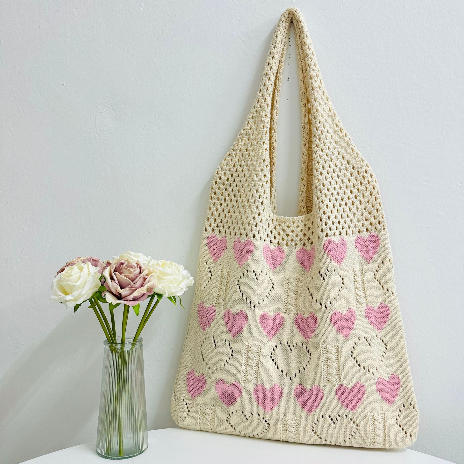 Love Pattern Knit Tote - DippedShop Wholesale - #0515