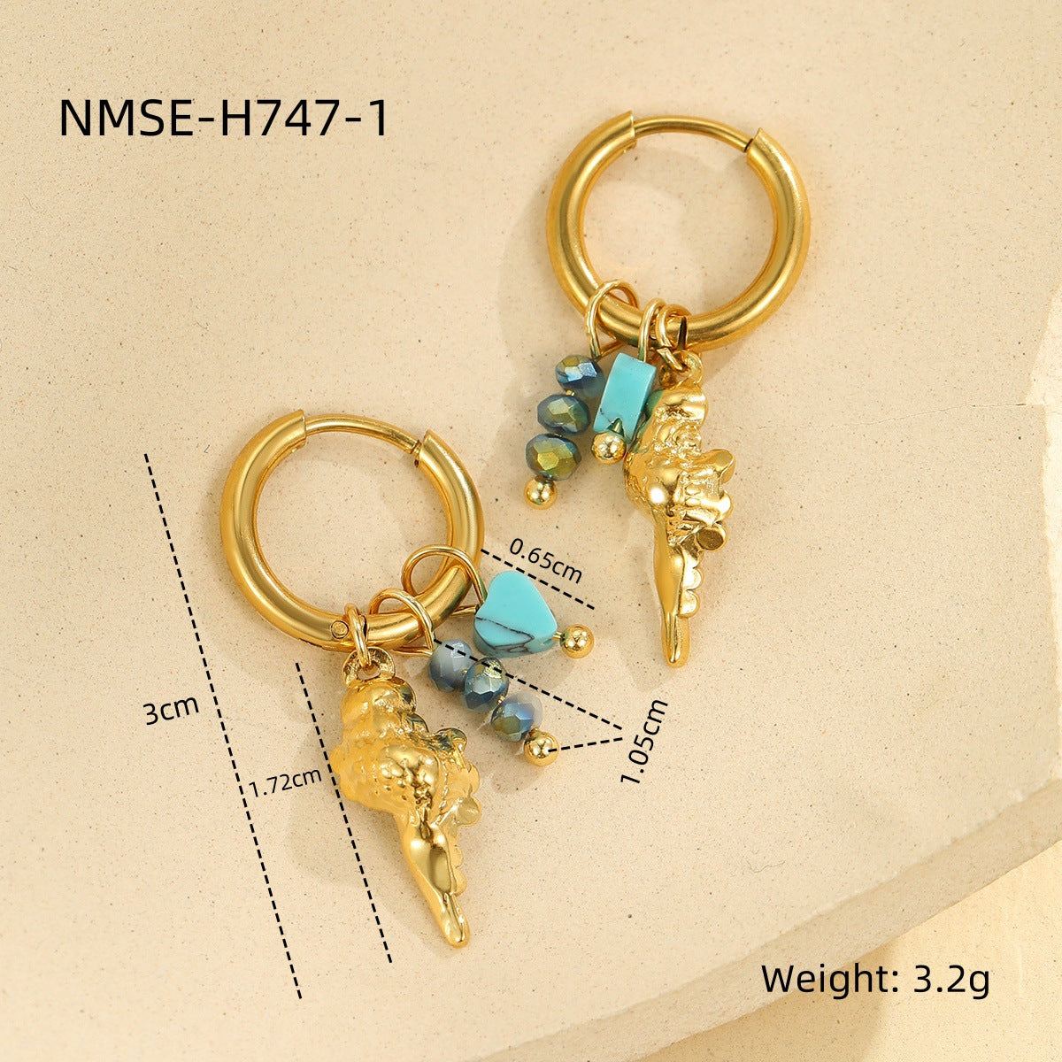 Starfish Shell Hoop Earrings - DippedShop Wholesale - #0627