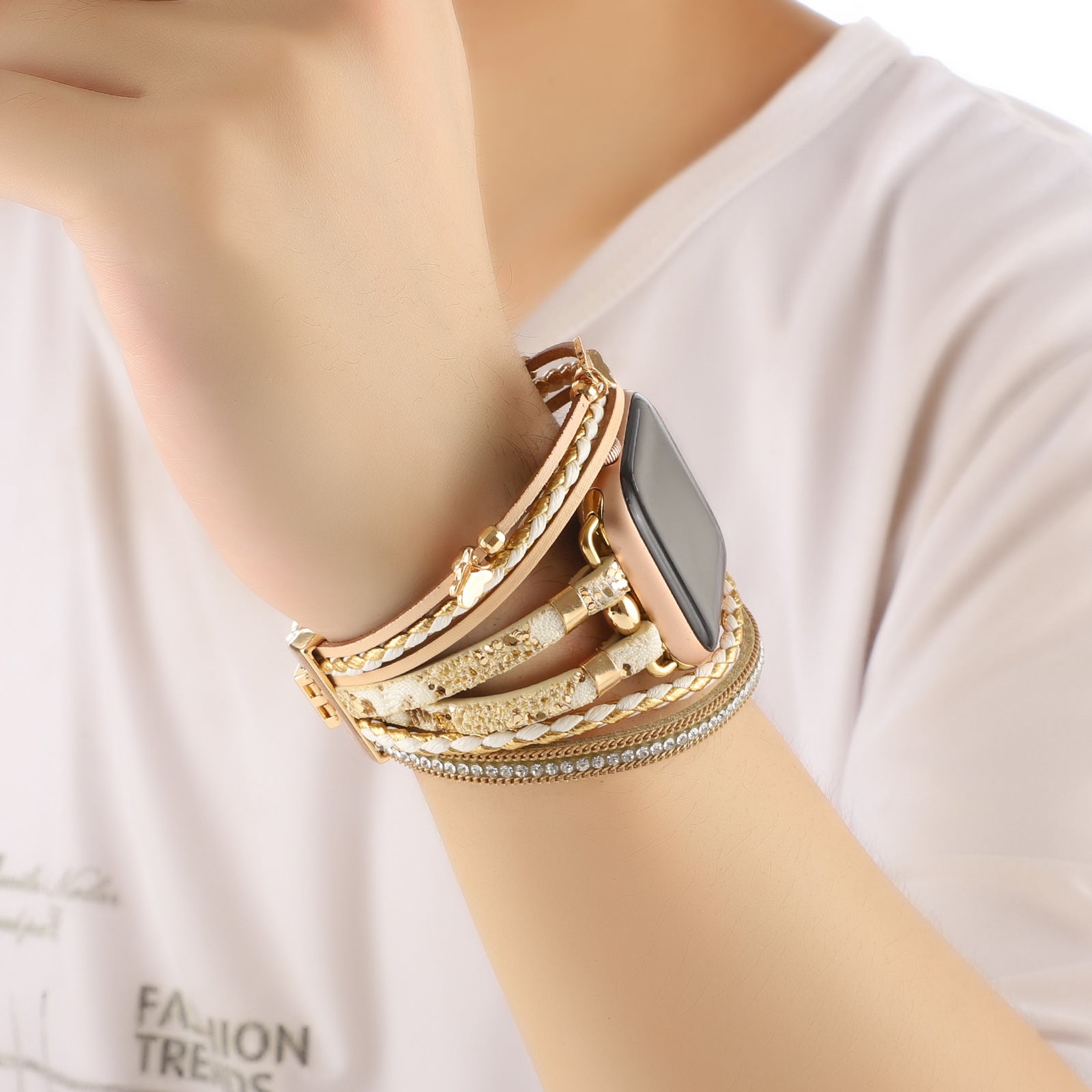 Elegant Rhinestones Multi Layer Watch Band 6W6JWA95
