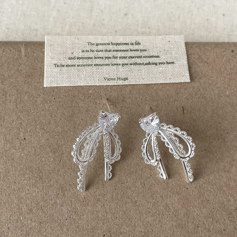 Pearl Bow Dangle Earrings - DippedShop Wholesale - #0643
