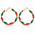 Rhinestone Twisted Color Block Christmas Hoop Earrings 6W6JER685