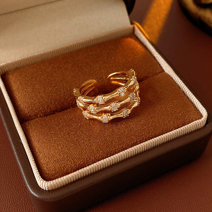 Vintage Gold Plated Cubic Zirconia Open Ring 6W6JRG373