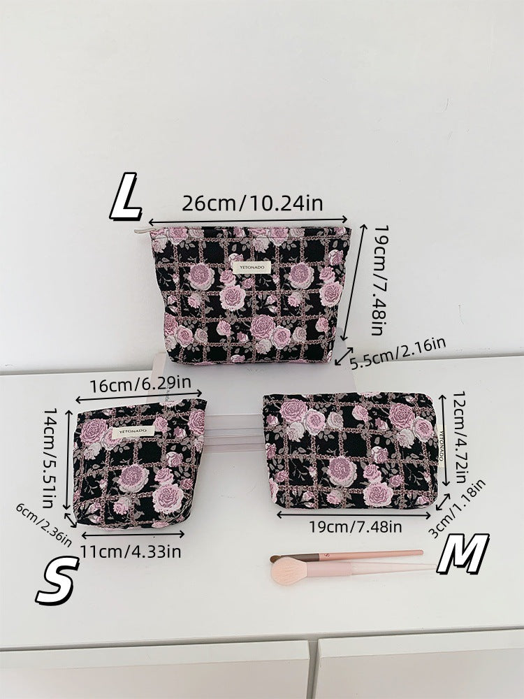 Vintage Floral Embossed Portable Makeup Bag MK2BW6W10BOB409