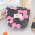 Sweet Floral Pattern Plush Cosmetic Bag 6C5CO276