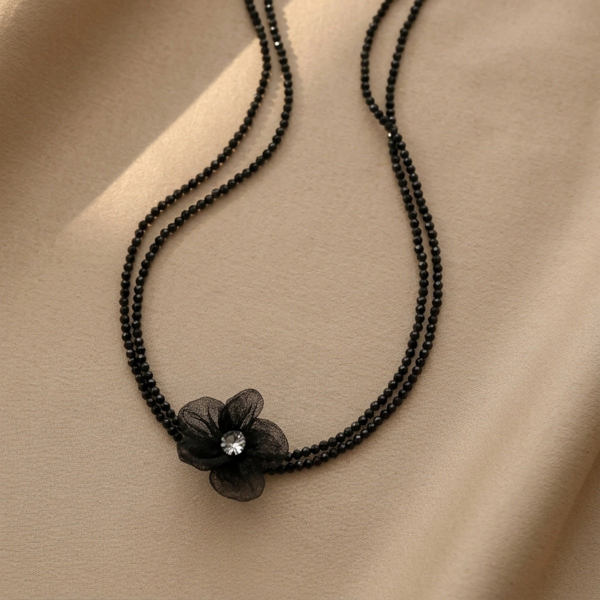 Crystal Flower Charm Beaded Necklace - DippedShop Wholesale - #6211