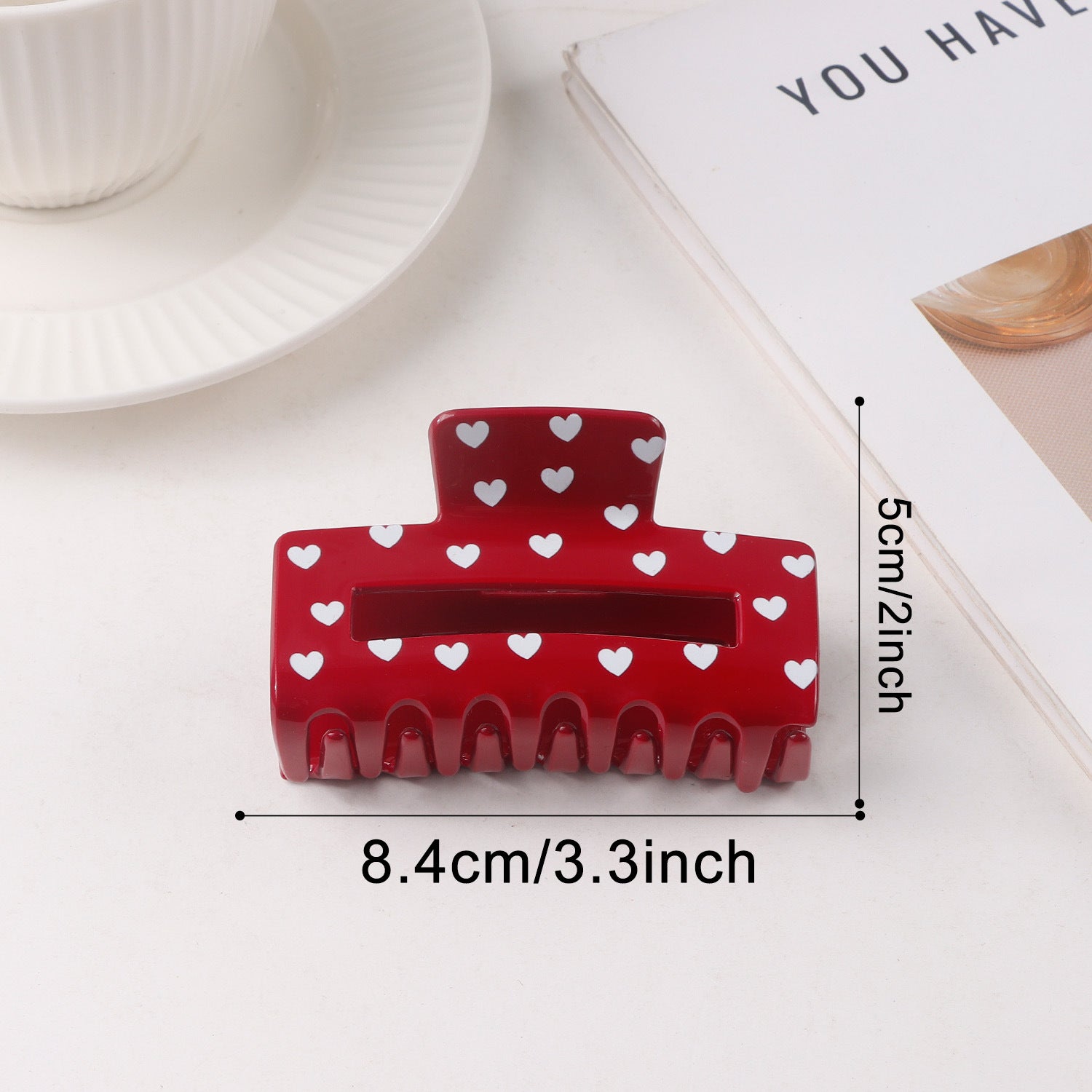 Heart Print Hair Claw - DippedShop Wholesale - #7235