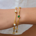 Trendy Gold Plated Pearl Bangle Bracelet 6W6JBR596