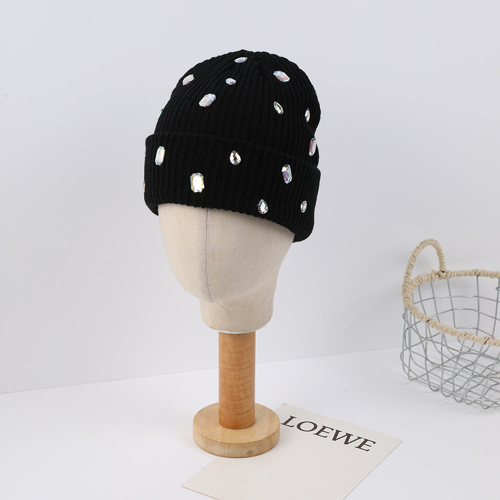 Rhinestone Cuffed Knit Beanie - DippedShop Wholesale - #9747