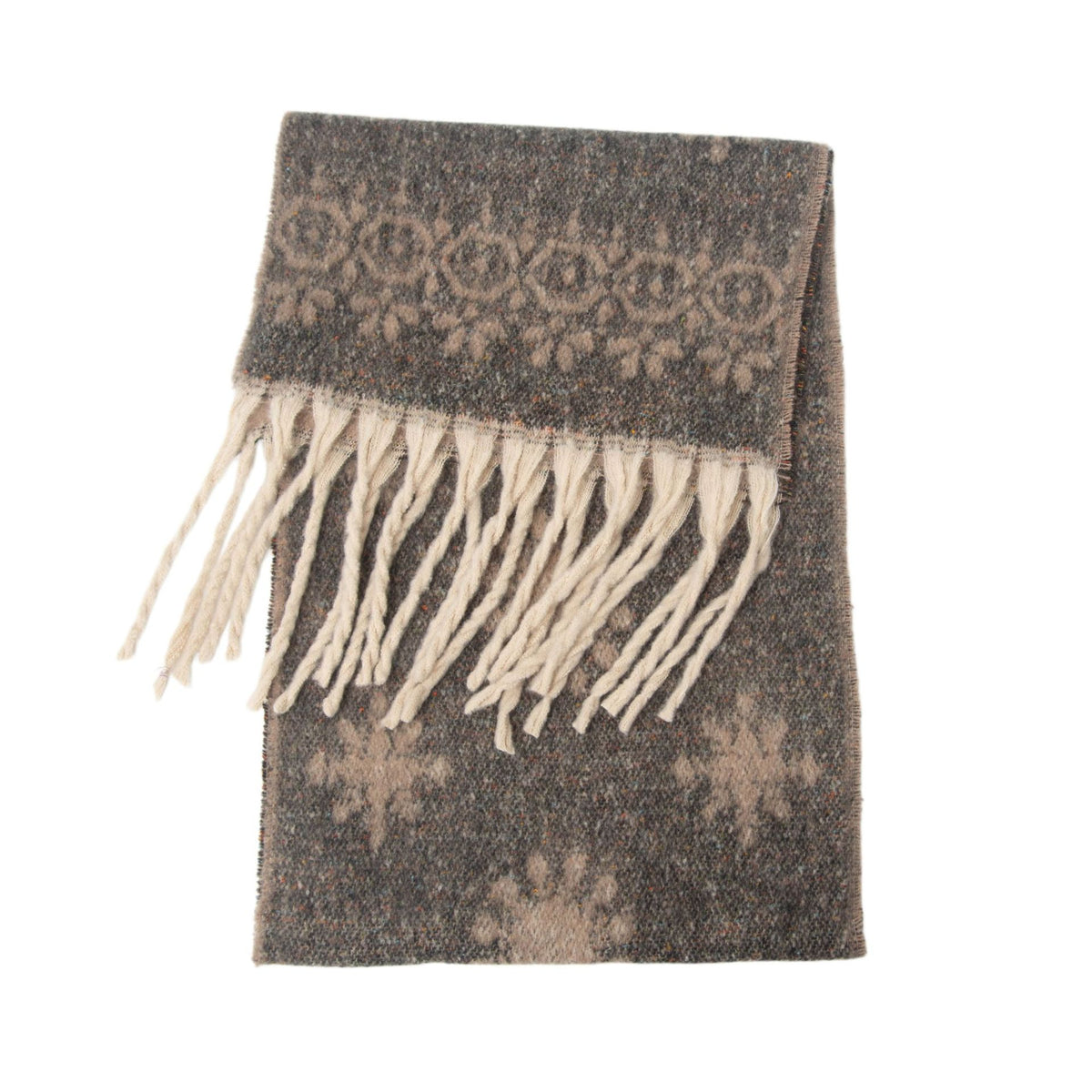 Vintage Jacquard Cashmere-Feel Tassel Shawl Scarf 6W6NSC121
