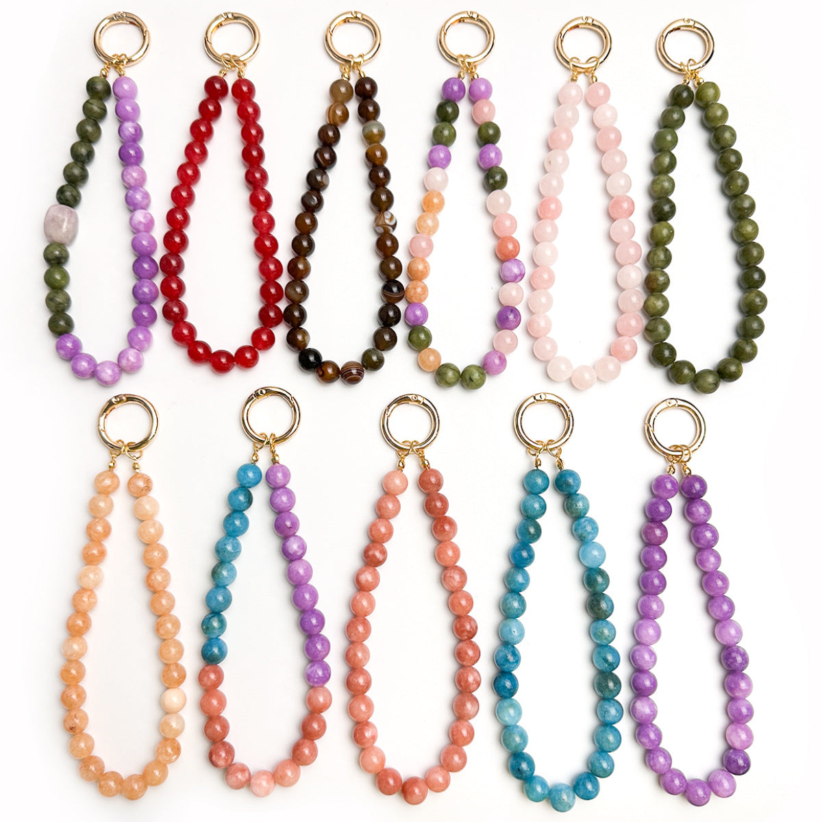 Natural Stone Beaded Keychain - DippedShop Wholesale - #1955