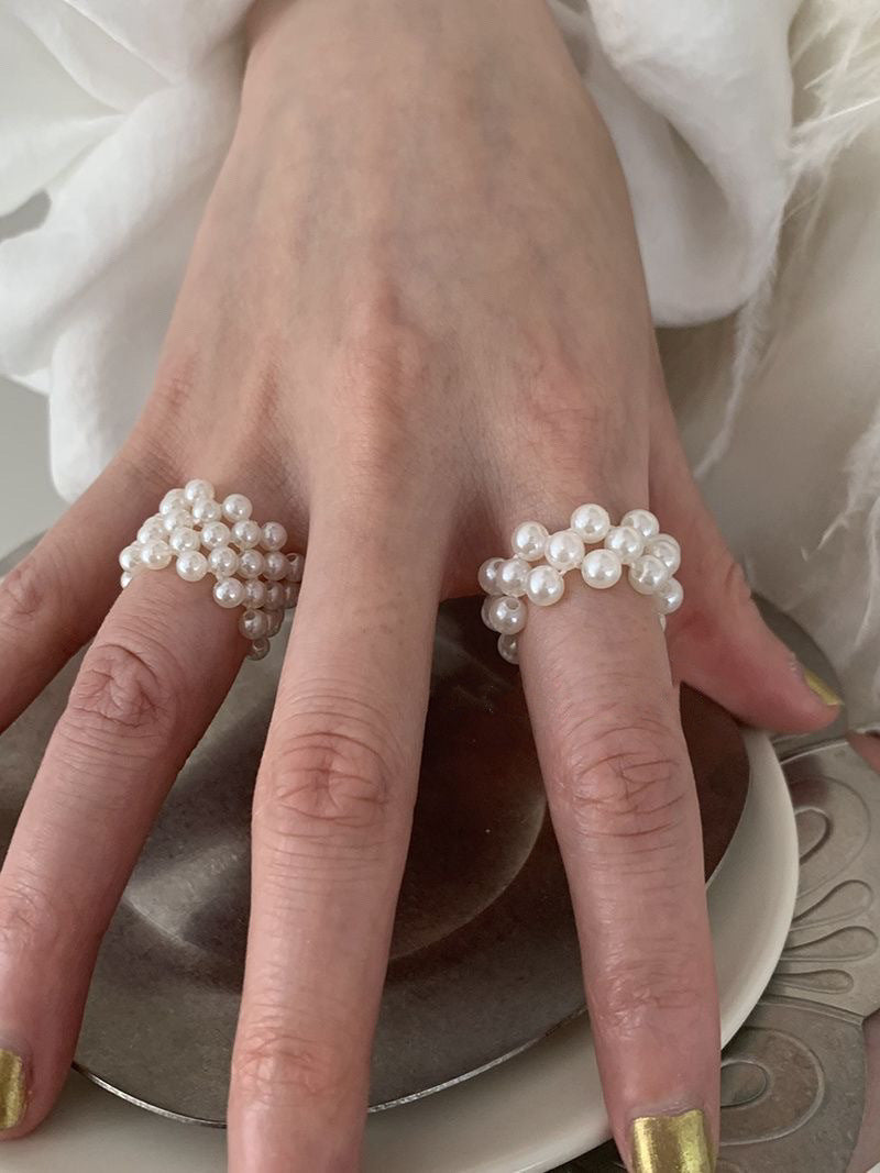 Pearl Braided Elastic Ring - DippedShop Wholesale - #4163