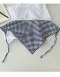 Vintage Plaid Lace Trim Versatile Triangle Scarf MK2BW6W6NSI21