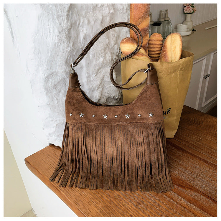 Casual Star Studded Fringe Crossbody Bag 6W10BBG2380
