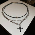 Elegant Gold Plated Rhinestones Cross Pendant Necklace 6W6JNC974