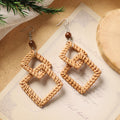 Boho Rattan Dangle Earrings - DippedShop Wholesale - #7523