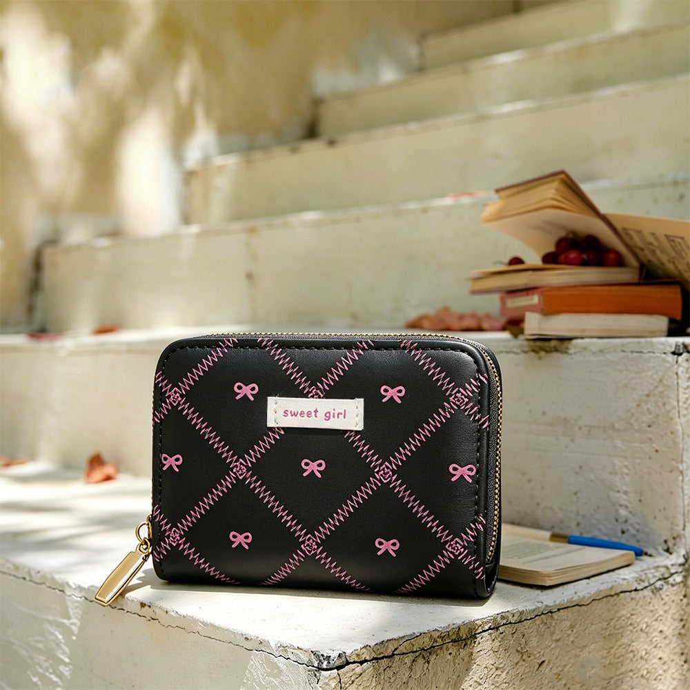 Trendy Bowknot Print Zipper Card Wallet 6S10BWB94