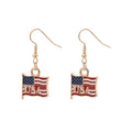 Retro Gold Plated USA Flag Pendant Hook Earrings 8ZA6JER305L