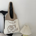 Casual Letter Elephant Knitted Shoulder Bag 6W10BBG1791