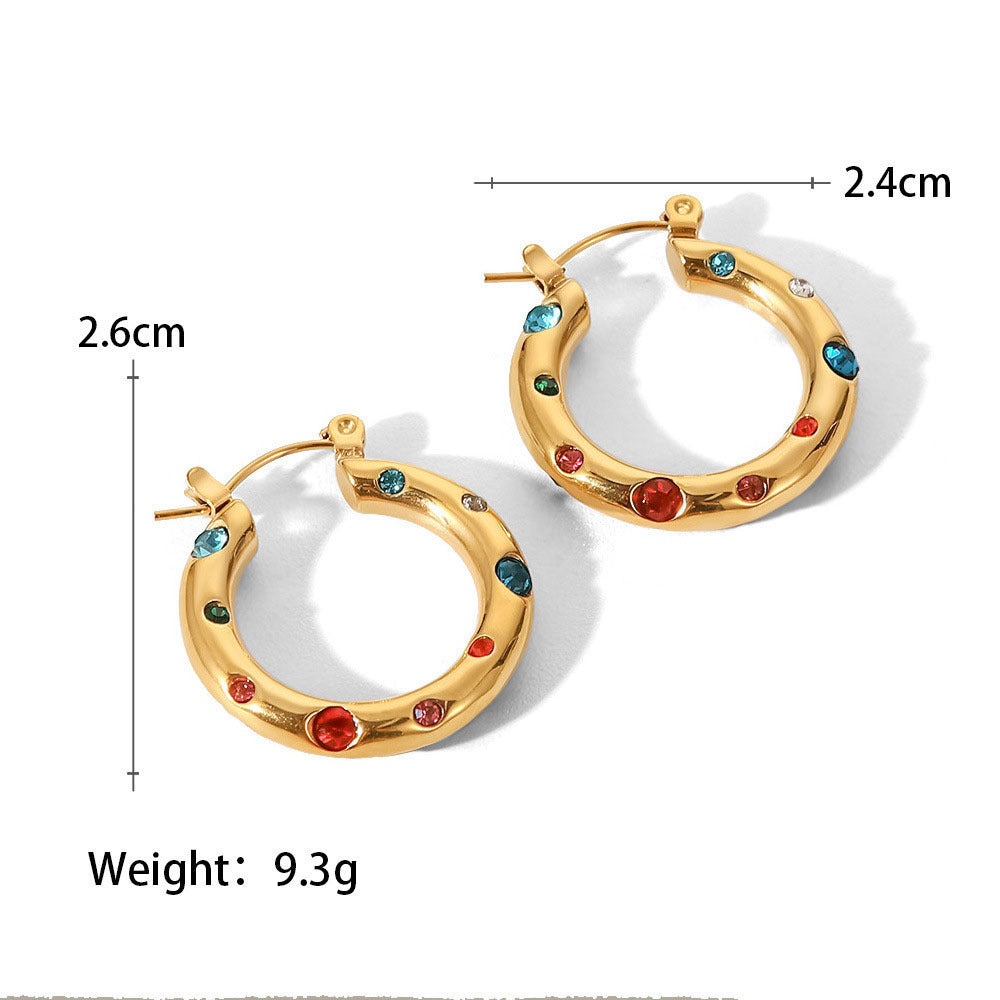 Rhinestone Pearl Hoop Earrings - DippedShop Wholesale - #7059