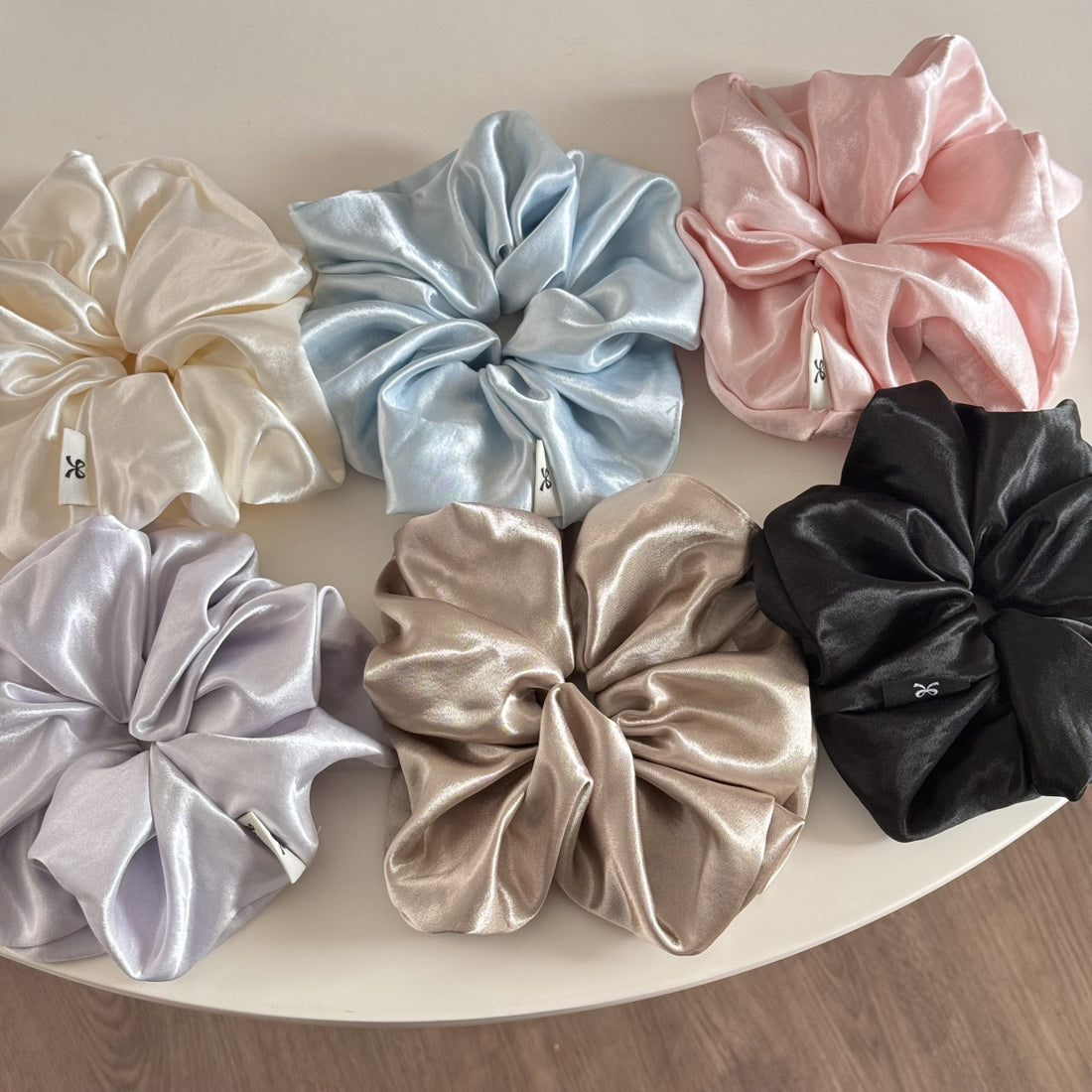 Elegant Elastic Band Satin Solid Color Scrunchies DP25F956
