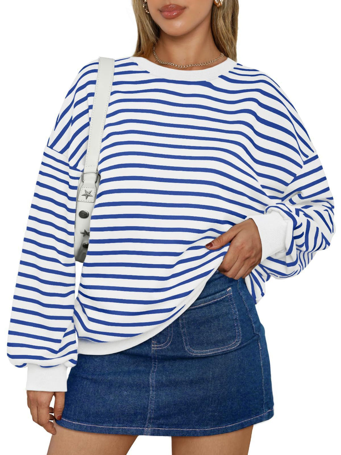 Striped Loose Color Block Casual Sweatshirt DPT251609