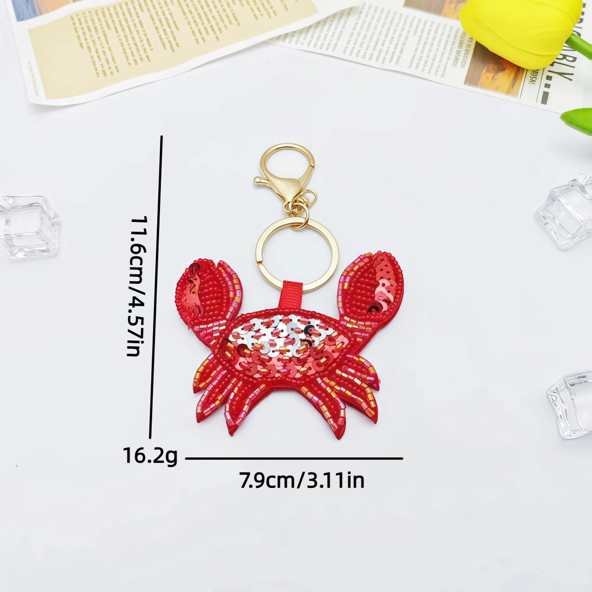 Creative Beaded Embroidery Lemon Pendant Keychain 6W10BBC810