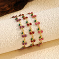 Cute Cherry Rhinestone Gold Plated Chain Bracelet 6W6JBR516