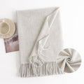 Warm Solid Color Tassel Scarf 6W6NSW305