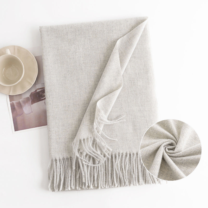 Warm Solid Color Tassel Scarf 6W6NSW305