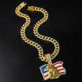 Trendy Gold Plated American Flag Eagle Pendants Necklace 8ZA6JNC275T