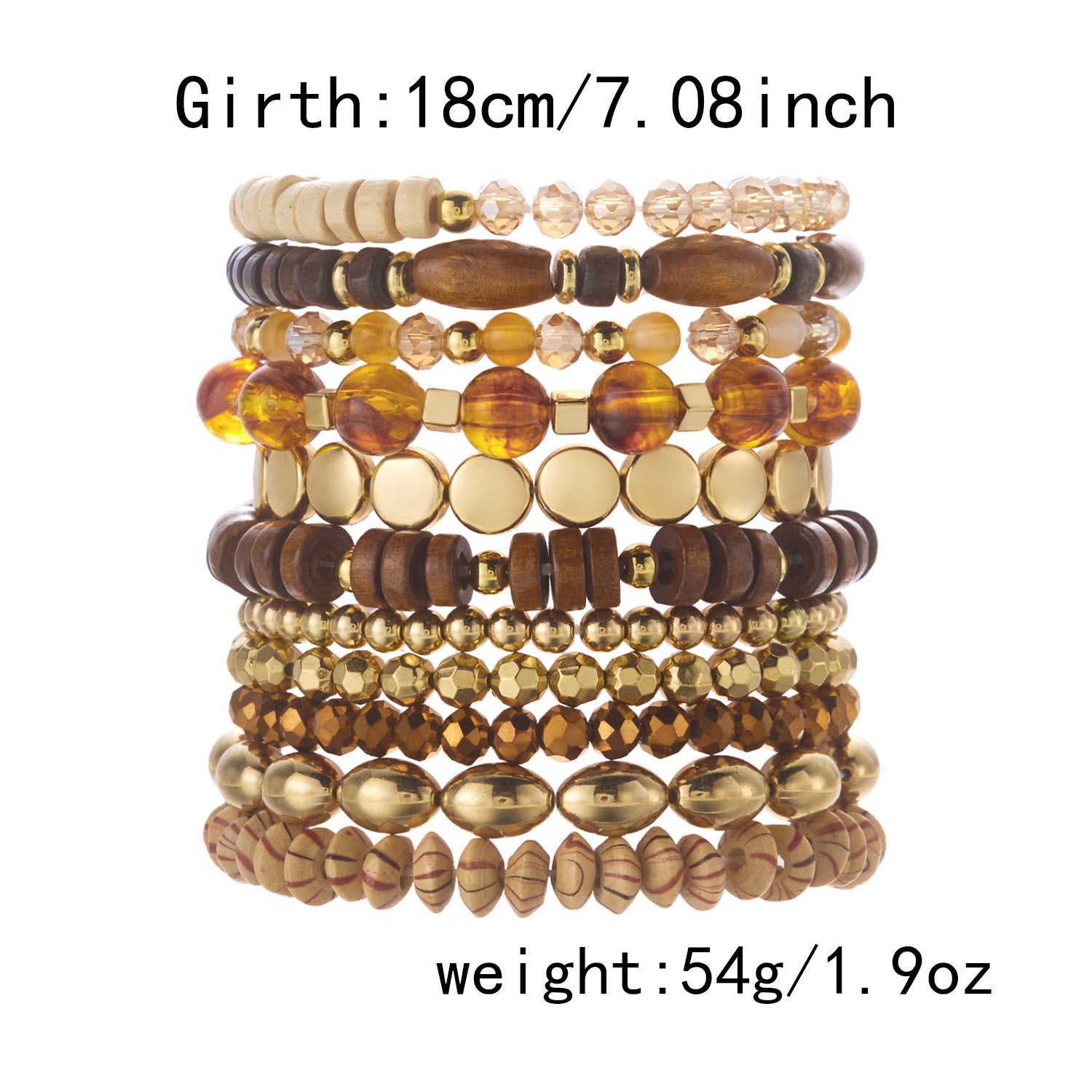 Boho Style Wooden Beaded Layered Elastic Bracelet 6W6JBR504