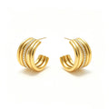Trendy Gold Rhinestone C-Shaped Hoop Earrings 6W6JER612