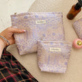 Floral Embossed Portable Large Capacity Makeup Bag MK2BW6W10BOB396